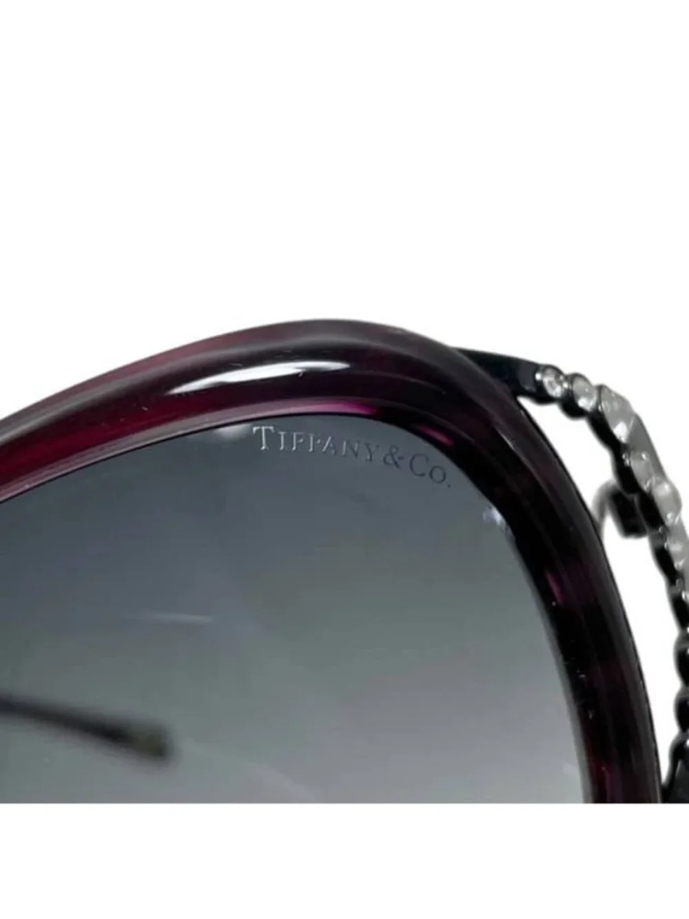 Tiffany & Co Sunglasses Purple Black Acetate Rhinestone Eyewear Simple